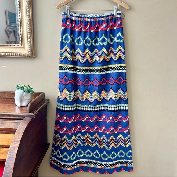 Vintage 70s 1970s Adelaar Embroidered Crochet Embellished Maxi Skirt Size Small - Picture 1 of 6